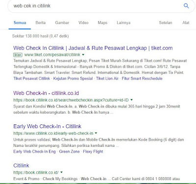 cara melakukan web checkin pesawat citylink