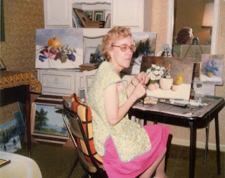 Quebec artist Clemence St. Laurent in her painting studio, Mississauga