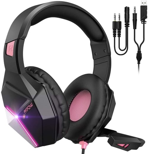 Mpow PINK 3.5mm Jack Wired Over-Ear Headphones