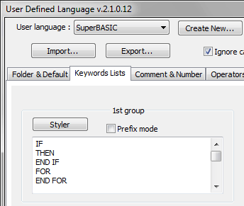 Notepad++ SuperBASIC definition