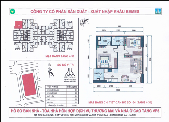 Chung cư VP5 Linh Đàm 72,2m2