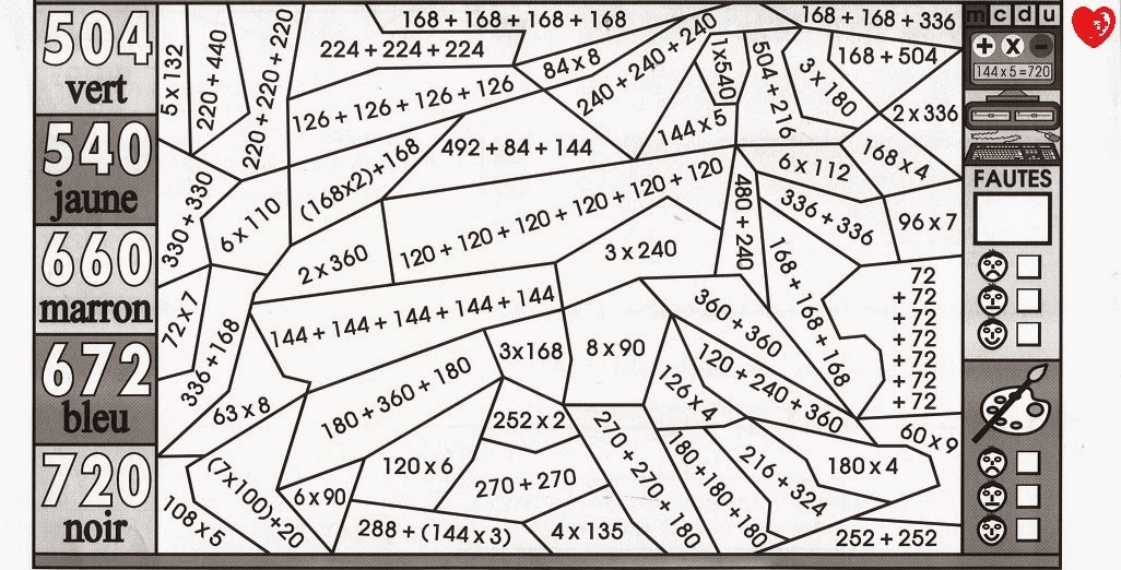 coloriage magique cm1 maths