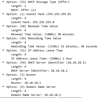 DHCP options