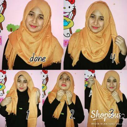 Tutorial Hijab Katun Rawis Segi Empat  Kumpulan Contoh Kreasi Hijab Modern Terbaru 2016