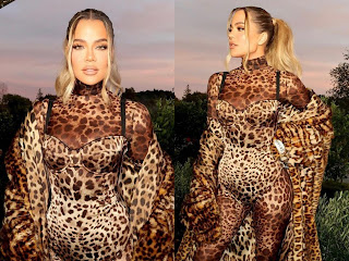 Khloe Kardashian looks Glamorous in Animal Print Catsuit along with sister Kylie Jenner for Corey Gamble Dolce & Gabbana Collab