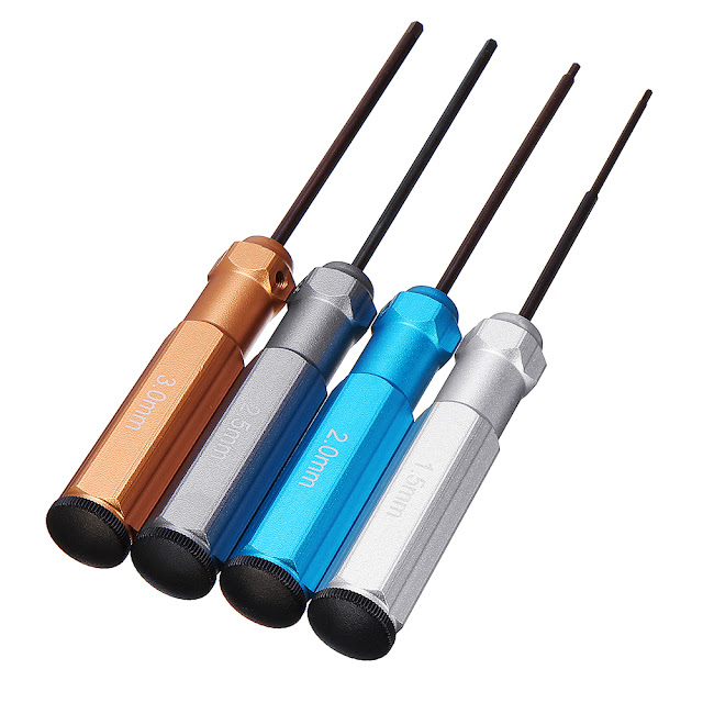 4Pcs Hex Screwdriver 1.5/2.0/2.5/3.0mm Colorful Repair Tool Kit Set for RC Models 