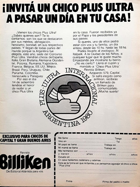 Operacion Plus Ultra Internacional, Revista Billiken, Decada de los 80, Argentina