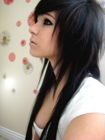 black emo long hair