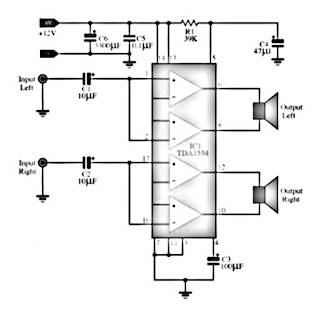 44 Watt TDA1554 Stereo Power Amplifier