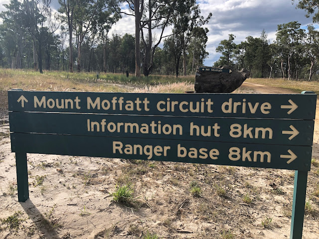 Sign: Mt Moffatt circuit drive, Information Hut, Ranger Base