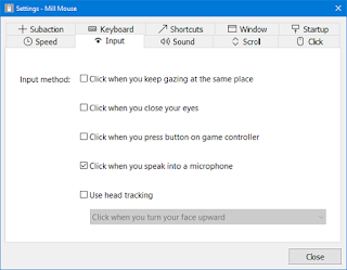 Mill Mouse ver. 7.5 Settings Dialog