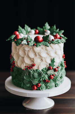 Wreath theme Best 50+ Christmas Cakes to Lust After for Your Festive Party Ideas, Buttercream Frosting Holiday Homemade Cake Inspo to DIY. Dessert Ideas for Events