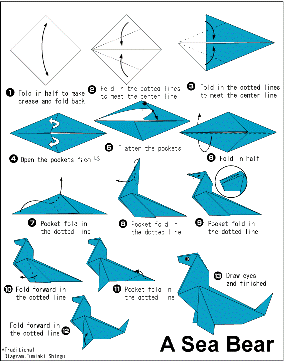 Cara membuat  origami  berbentuk Beruang Laut  Cyber Shaper 