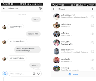 hasil dari fake DM instagram dengan menggunakan aplikasi fake chat