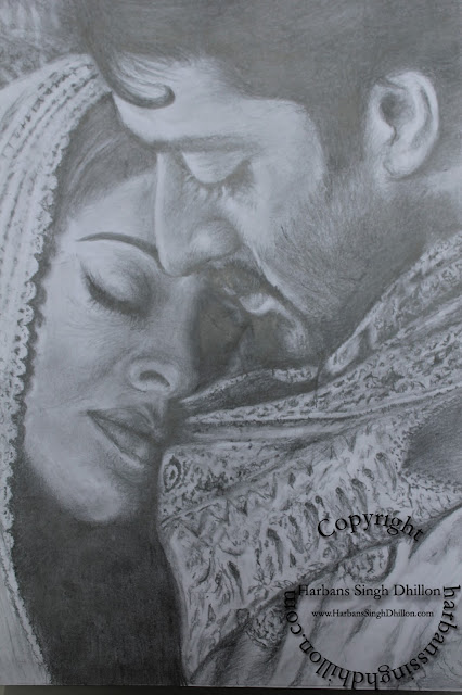 Pencil portrait of Aishwariya & Abh