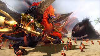 Ganon fighting the Imprisoned with a huge trident at the Gerudo Desert