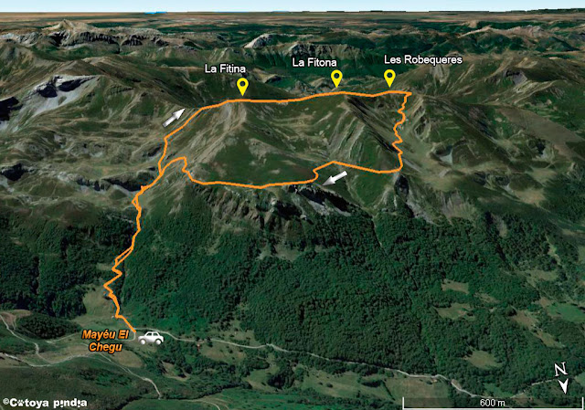 Mapa de la ruta señalizada a la Fitina, Fitona y Les Robequeres.