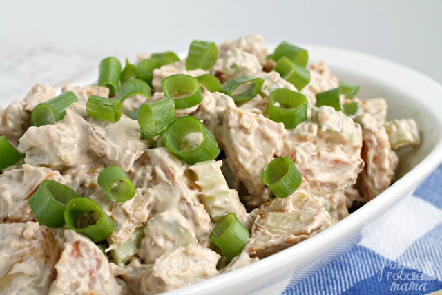 Your backyard BBQ guests will love this lightened up & flavor packed French Onion Roasted Potato Salad.