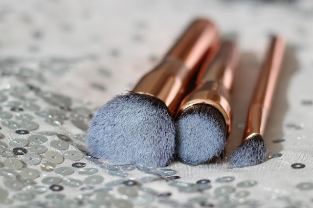Closeup of Makeup Revolution Ultra Metals brushes