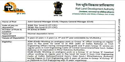Joint General Manager or Deputy General Manager - Civil Jobs in Rail Land Development Authority