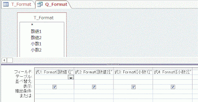 クエリを作成しｆormat関数を入力