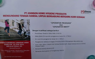 Lowongan kerja PT Johnson Home Hygiene Products