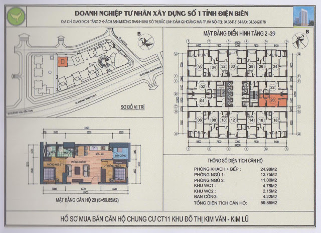 MẶT BẰNG CÁC CĂN HỘ KIM VĂN KIM LŨ CT11