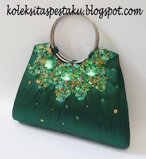 Tas Pesta Terbaru Hijau Botol Mewah Elegant Handmade Harga Grosiran