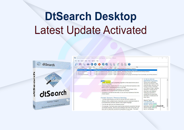 DtSearch Desktop Latest Update Activated