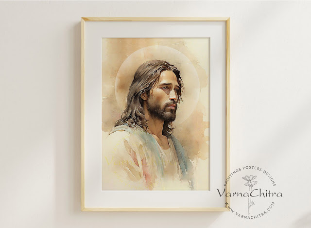 Spiritual Wall Decor, Jesus Christ Watercolor Painting, Instant Download
