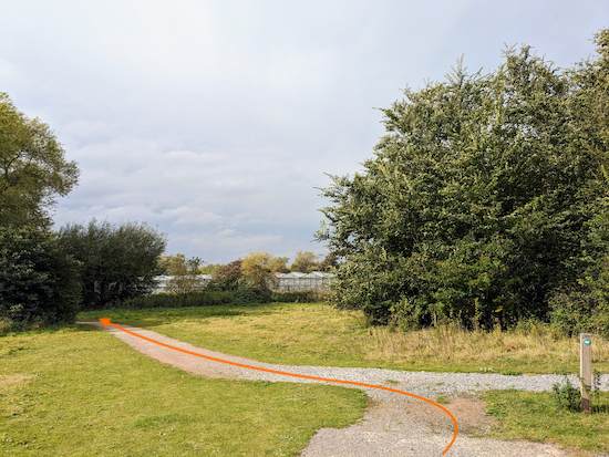 Turn left at the junction then follow a gravelled track