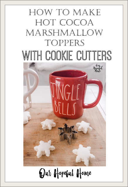 red Rae Dunn Jingle Bells Christmas mug marshmallows