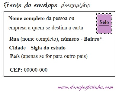 JORNAL R 7ª: COMO PREENCHER REMETENTE E DESTINATÁRIO: CARTA