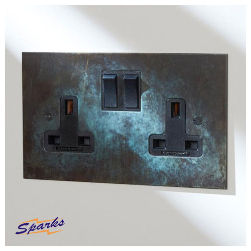 13A Double Socket in Verdigris