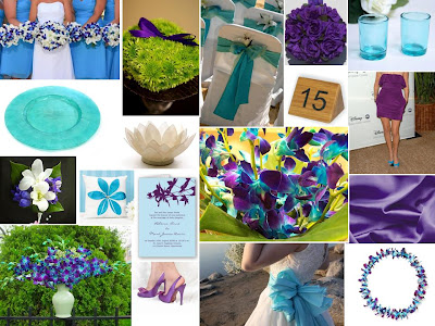 turquoise and purple wedding reception