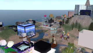 Bird's eye view of Ethnographia Island in Second Life