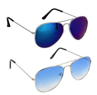  Ivy Vacker Combo of 2 UV Protected and Blue Mirrored Aviator Sunglasses
