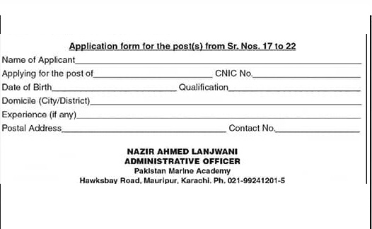 GOVERNMENT OF PAKISTAN, MINISTRY OF MARITIME AFFAIRS PAKISTAN MARINE ACADEMY, KARACHI