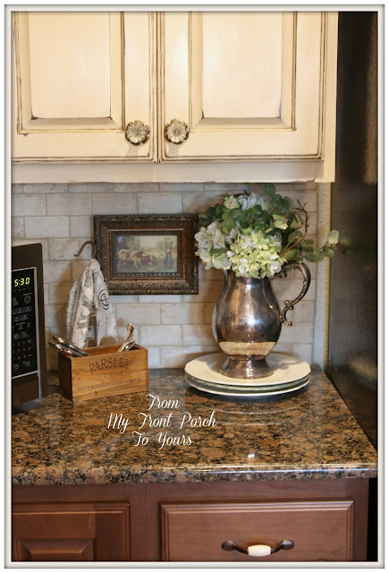 French Farmhouse Kitchen-Kitchen vignette-French Country Kitchen- Two tone kitchen cabinets-Annie Sloan Old Ochre Chalk Paint