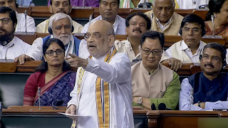 Amit Shah, the Home Minister of India, delivering a speech in parliament about the new laws that have been introduced to promote justice and security in the country.