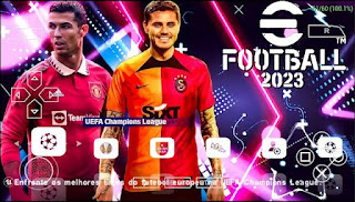 Download eFootball PES 2023 PPSSPP Patch Europa Graphics HD And New Kits 2022-23