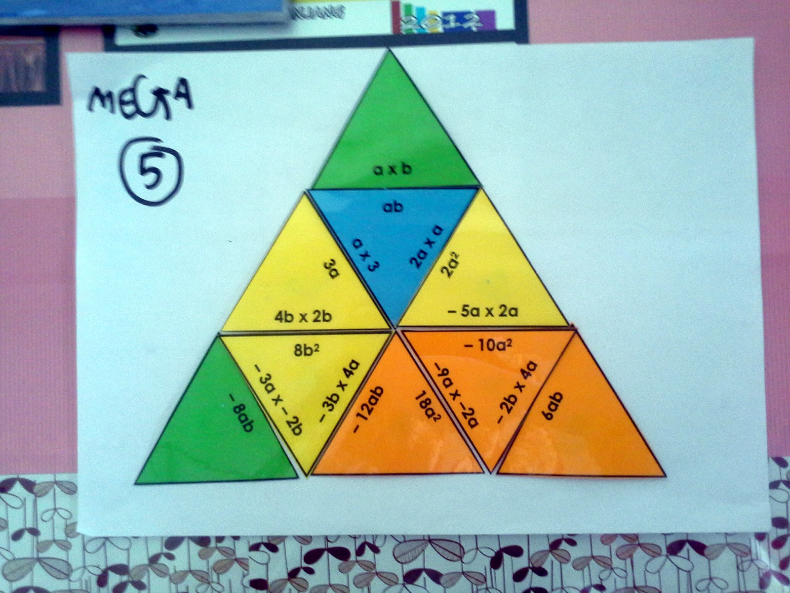 Contoh Tarsia Puzzle berbentuk segi tiga. Puzzle ini 