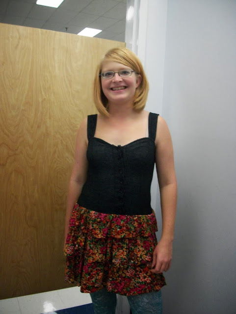 Lovely floral and black dress, thrift store find, Adventures in the Past Blog