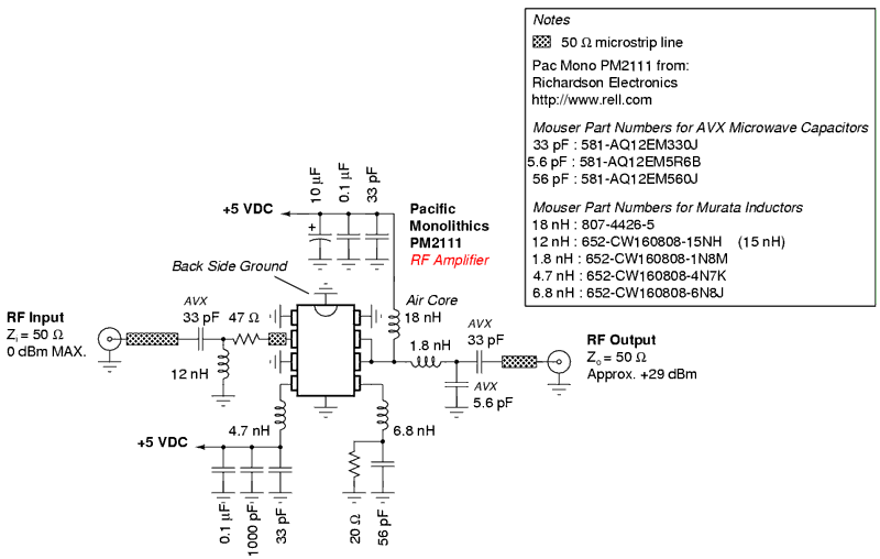 Cell Phone Jammer RF Amplifier Circuit Diagram