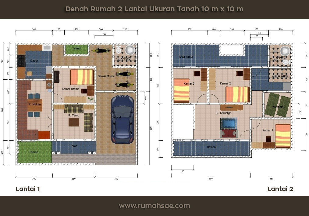 Denah Rumah  Minimalis  Sederhana  Ukuran Tanah 10  m x  10  m 