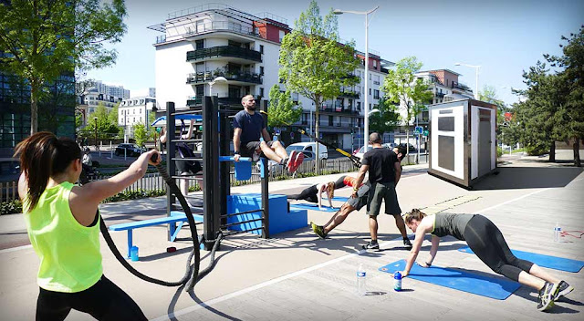 Portable Locker Room at an Outdoor Gym
