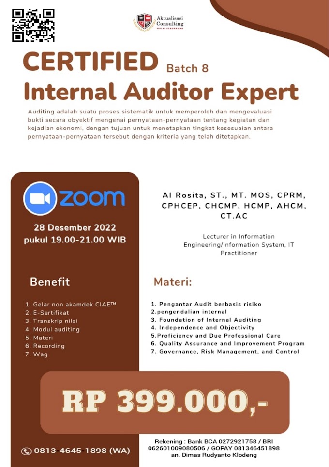 WA.0813-4645-1898 | Certified Internal Auditor Expert (CIAE™) 28 Desember 2022