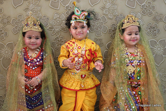 india kids krishna with gopis