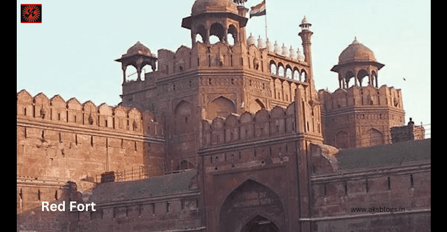 Impressive red sandstone fortress with intricate marble work