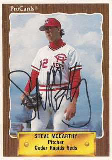 Steve McCarthy autographed 1990 Cedar Rapids Reds card